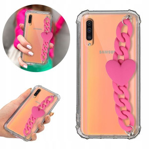 Etui Antishock Blink do SAMSUNG A50S Róż Łańcuszek