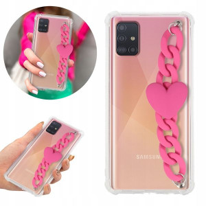 Etui Antishock Blink do SAMSUNG A51 Róż Łańcuszek