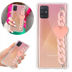 Etui Antishock Blink do SAMSUNG A51 Łańcuszek Róż