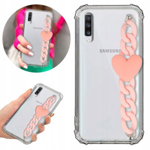 Etui Antishock Blink do SAMSUNG A70S Łańcuszek Róż