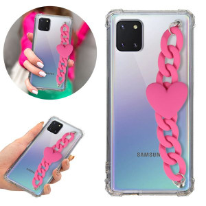 Etui Antishock Blink do SAMSUNG A81 Róż Łańcuszek
