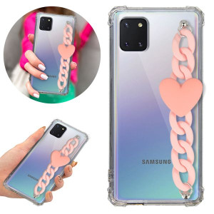 Etui Antishock Blink do SAMSUNG A81 Łańcuszek Róż