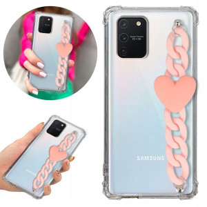 Etui Antishock Blink do SAMSUNG A91 Łańcuszek Róż
