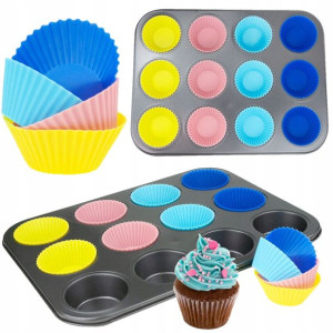 Blacha Muffinki 12 Silikonowych Foremek Babeczki