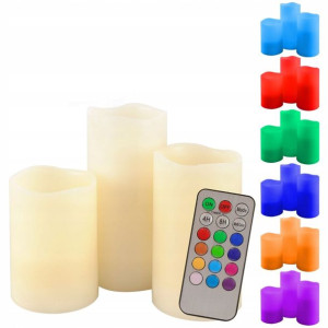 Świece Led Świeczki Na Pilota 3 Szt Zestaw Rgb