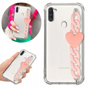 Etui Antishock Blink do SAMSUNG M11 Łańcuszek Róż