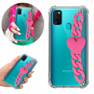 Etui Antishock Blink do SAMSUNG M21 Róż Łańcuszek