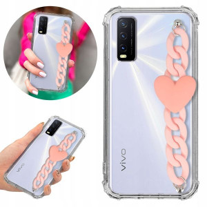 Etui Antishock Blink do VIVO Y20i Łańcuszek Różowy