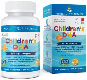 Nordic Children's DHA OMEGA-3 Truskawka 360kaps