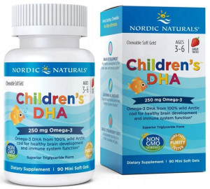 Nordic Children's DHA OMEGA-3 Truskawka 90kaps