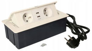 Przedłużacz Wpuszczany Biurkowy Gniazdo+usb Biały