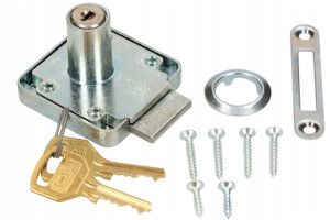 Zamek Meblowy 42x42mm Przykręcany + 2 Klucze