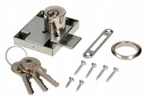 Zamek Meblowy Przykręcany Prawy Cylinder 45x56mm