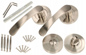 Komplet Klamka Drzwiowa 110 Mm Satyna Z Szyldem Wc