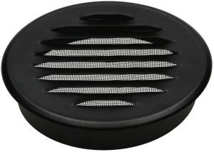 Kratka Wentylacyjna Okrągła Z Siatką Czarna 150 Mm