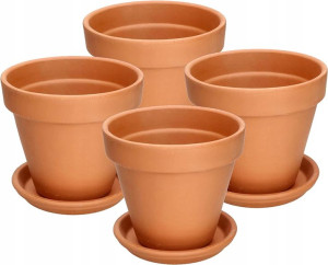 4x Doniczka Donica Ceramika Terakota Podstawka 11
