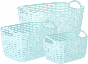 Zestaw Koszyk Ażurowy Plastik Pojemnik Organizer