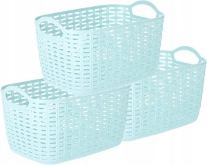 3x Koszyk Plastik Pojemnik 260mm Organizer Ażurowy