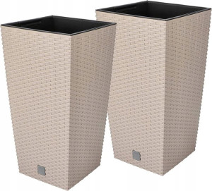 Zestaw 2x Donica Rattan 500 Doniczka Osłonka Wkład