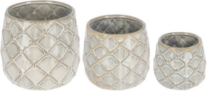 Zestaw 3 Doniczki Donica Osłonka Ceramiczna Ananas