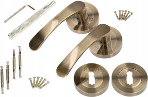 Zestaw Klamka Drzwiowa 110mm Patyna Szyld Na Klucz