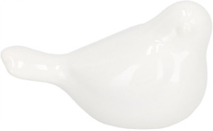 Ptaszek Ptak Figurka Ozdobna Ceramiczna Biała