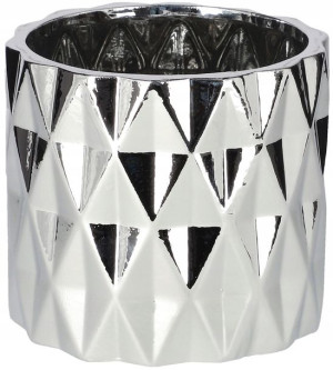 Doniczka Ceramiczna Donica Osłona Cylinder Srebrna
