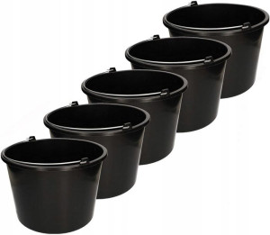Wiadro Budowlane Gospodarcze Okrągłe Czarne 5x12l