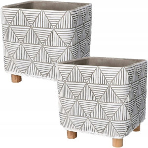 Zestaw 2 Doniczki Osłonki Betonowe Na Nóżkach 14cm