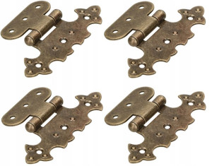 4x Zawias Meblowy Ozdobny Asymetryczny Stal Retro