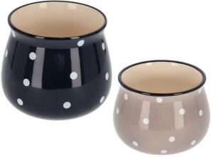 2x Doniczka Osłonka Mini Donica Ceramiczna Grochy