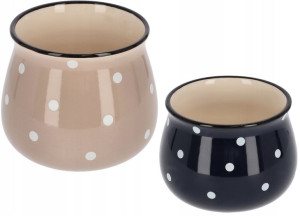 2x Doniczka Osłonka Mini Donica Ceramiczna Grochy