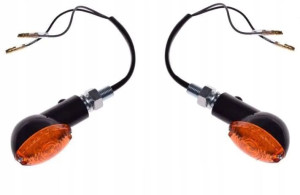 Kierunkowskaz LED czarny, żółty klosz (komplet)