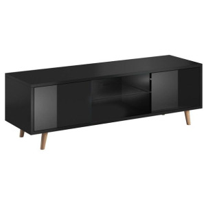 Hakano Szafka rtv NUBILA 45x140x42 cm styl nowoczesny czarna