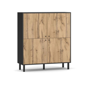 Hakano Komoda OLEA 135x120x42 cm styl loftowy czarna + j. brązowa