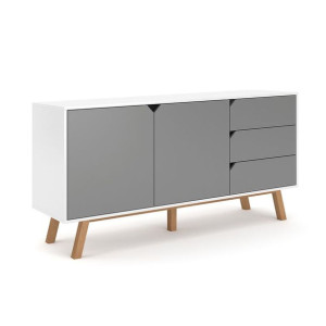 Hakano Komoda CREO 80x160x42 cm  biała + szara styl skandynawski