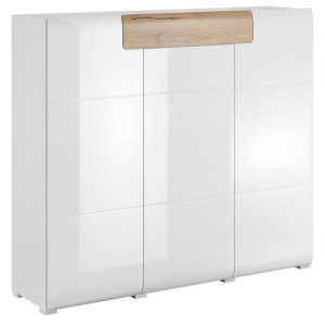 Hakano Komoda nowoczesna BALLADE 131x147x39 cm biała + naturalny brąz