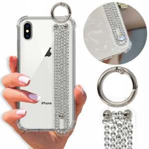 Etui Antishock Pasek Diamenty do IPHONE X Ochronne