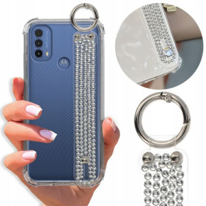 Etui Antishock Pasek Diamenty do MOTOROLA E30 Case