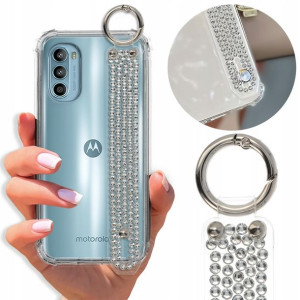 Etui Antishock Pasek Diamenty do MOTOROLA MOTO G52