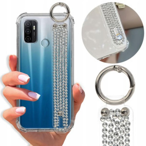 Etui Antishock Pasek Diamenty do OPPO A32 Ochronne