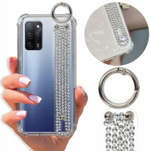 Etui Antishock Pasek Diamenty do OPPO A55 5G Case
