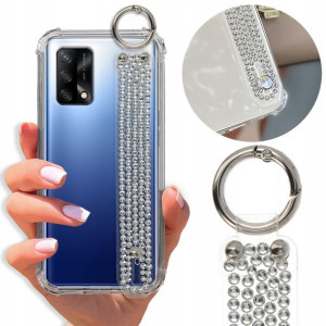 Etui Antishock Pasek Diamenty do OPPO A74 4G Case