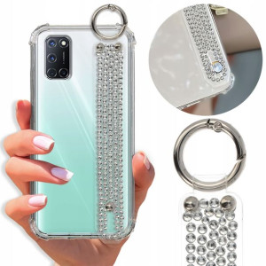 Etui Antishock Pasek Diamenty do OPPO A92 Ochronne
