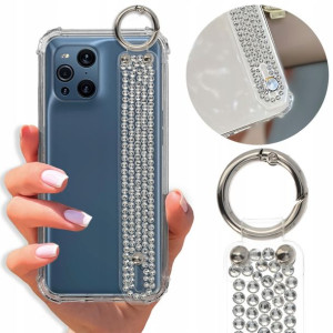 Etui Antishock Pasek Diamenty do OPPO FIND X3 Case
