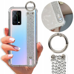 Etui Antishock Pasek Diamenty do OPPO K9 Ochronne