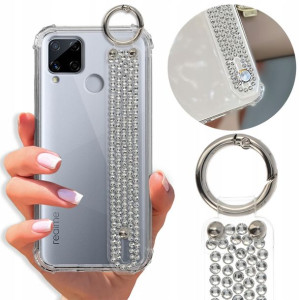 Etui Antishock Pasek Diamenty do REALME C15 Case