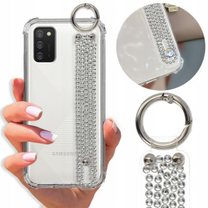 Etui Antishock Pasek Diamenty do SAMSUNG A02S Case