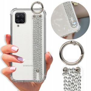 Etui Antishock Pasek Diamenty do SAMSUNG A12 Case