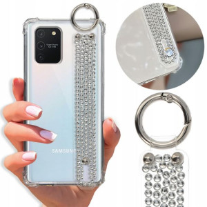 Etui Antishock Pasek Diamenty do SAMSUNG A91 Case